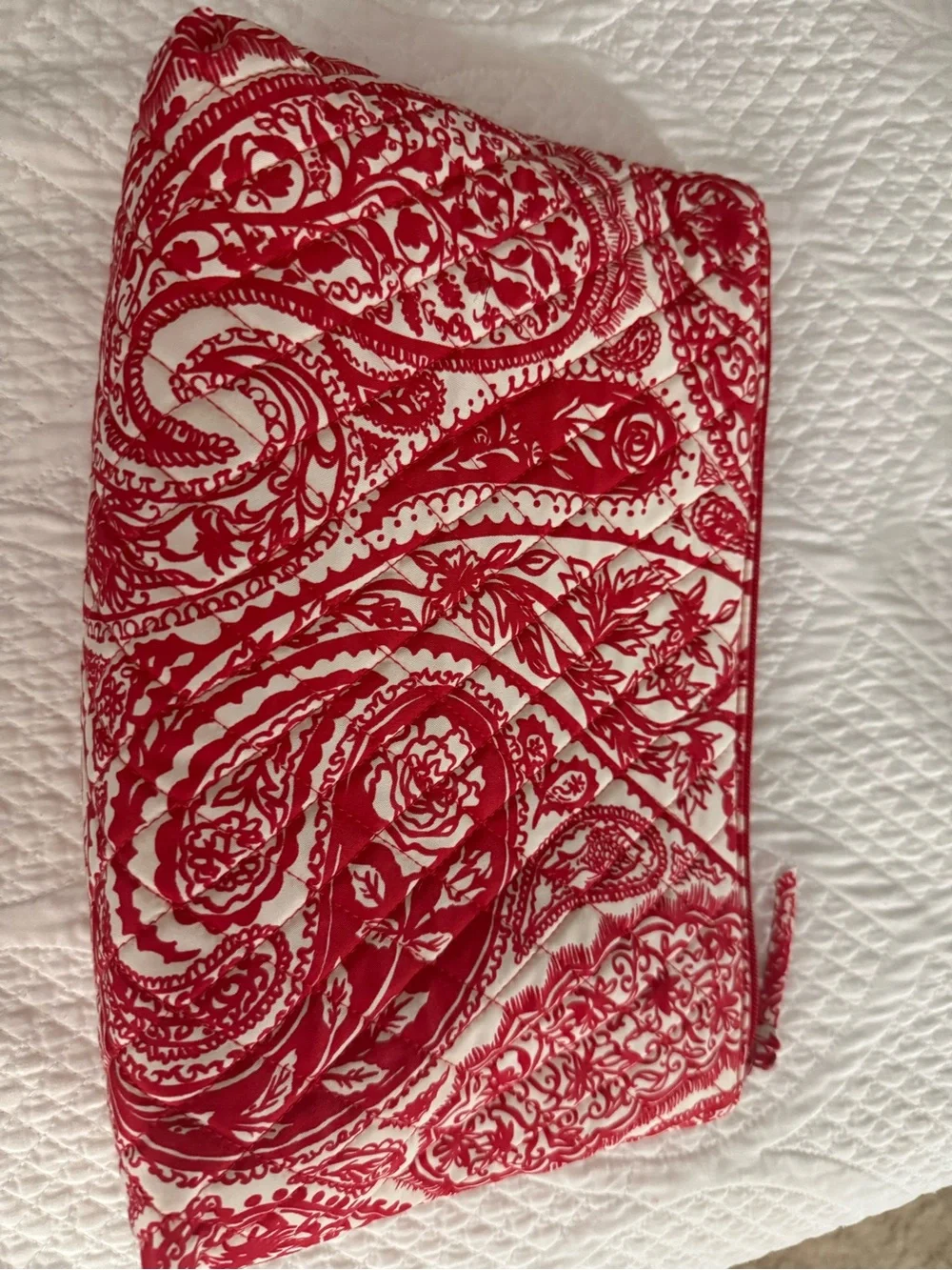Vera Bradley- Red Paisley Quilted Large Pouch
